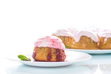 sweet muffins with berry cream