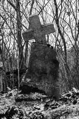 Big broken cross in the catholic cemetery of Rasos in Vilnius, Lithuania