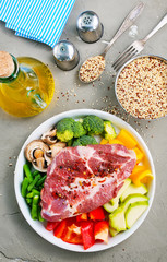 raw ingredients for dinner