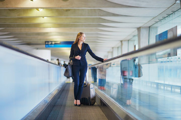 Woman in international airport