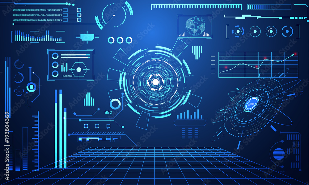 Poster abstract technology ui futuristic concept hud interface hologram elements of digital data chart, com