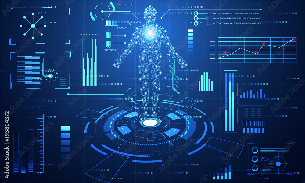 Poster abstract technology ui futuristic concept hud interface hologram elements of digital data chart, com