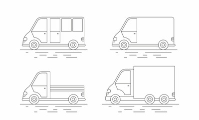  Commercial Van icons set. line icon