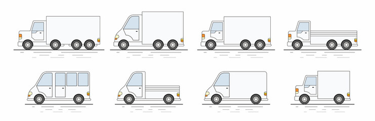 Commercial van icons set