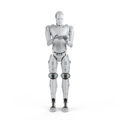 Naklejka premium robot work on tablet