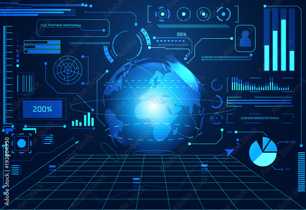 Poster abstract technology ui futuristic concept hud world interface hologram elements of digital data char