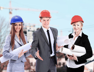 Group of builders workers