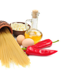 Set of natural products isolated on white background. Healthy food.
