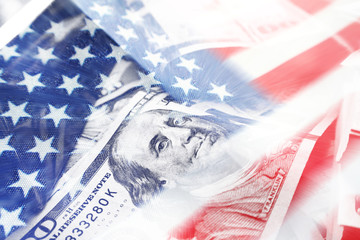 American Flag With Hundreds Representing The American Economy High Quality Stock Photo 