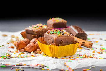 Small cookies with chocolate and peanuts