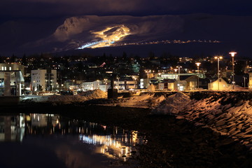 Fototapeta premium Christmas in Akureyri, Iceland.