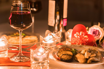 Romantic dinner for two with wine,candles, flowers