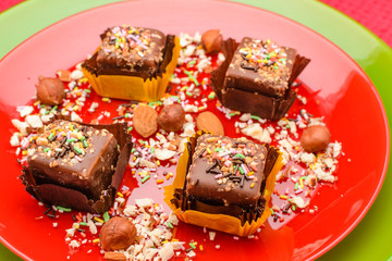 Small cookies with chocolate and peanuts