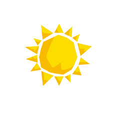 Cartoon trendy design sun icon. Summer and weather vector symbol.
