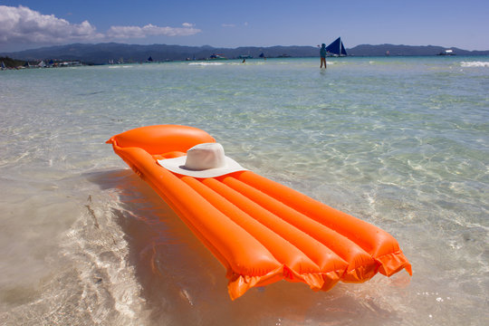 mattress for swimming, a hat, the sea, Borakay, Philippines