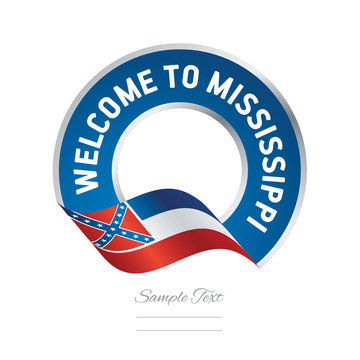 Welcome to Mississippi USA flag ribbon travel logo icon stamp