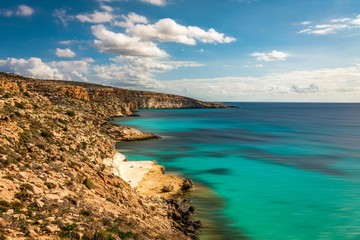 Fototapeta na wymiar Lampedusa - a picturesque island, which is part of the Pelagie islands in Sicily,