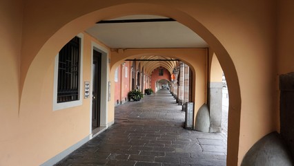 Arches in Padua, Italy. A large part of the sidewalks are covered in Padua, which is very useful in bad weather. Photos of the year 19.05.2016 was filmed.