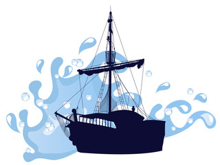 Silhouette of the pirate ship