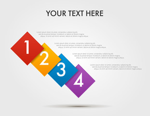 Angle infographics step by step in a series of squares, vertical composition. Element of chart, graph, diagram with 4 options, parts, processes. Vector business template for presentation. Flat design