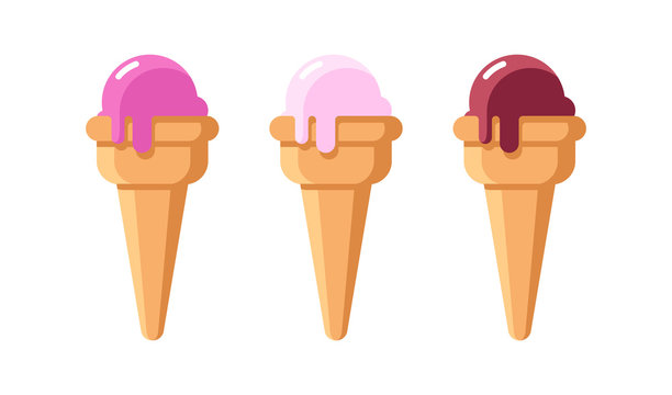 Tasty Set of Ice Cream isolated on white - Vector Illustrations