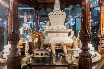 COLOMBO, SRI LANKA - JULY 26, 2016: Objects in Gangaramaya Buddhist Temple in Colombo, Sri Lanka