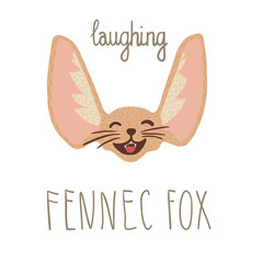 Laughing fennec fox head