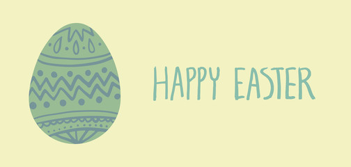 Happy Easter card with egg and lettering.
