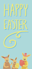 Obraz na płótnie Canvas Happy Easter card with bunny family and eggs