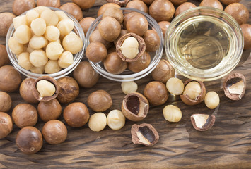 Oil and macadamia nuts - Macadamia integrifolia