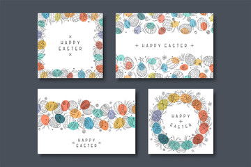 Fototapeta na wymiar Collection of holiday greeting cards. Happy easter backgrounds