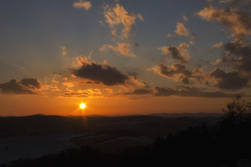 Winter sunset. Czech Republic.