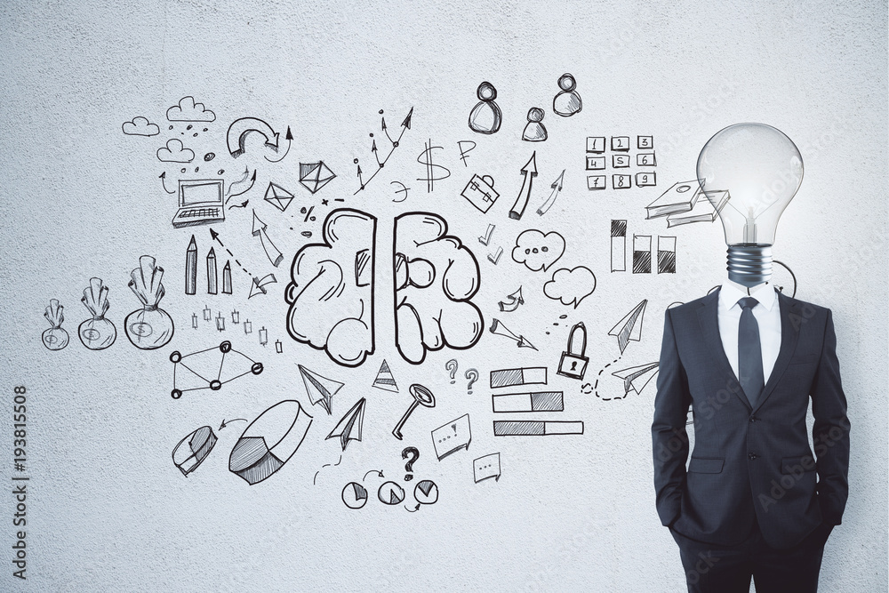 Aufkleber idea, solution and brainstorm concept