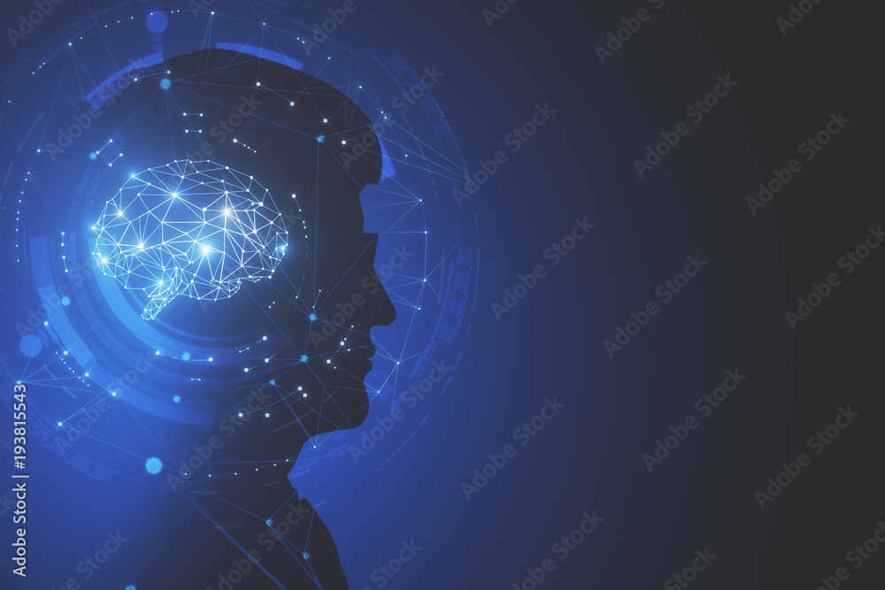 Poster artificial intelligence and cyberspace concept