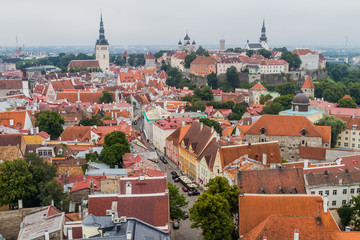 Obraz premium Aerial view of the Old Town in Tallinn, Estonia