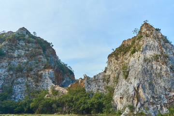 beautiful view of mountain with blue sky in Thailand,natural landscape  