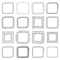 Vector set of vintage photo frames, hand drawn doodle style, antique ornamental and cute photo frames.