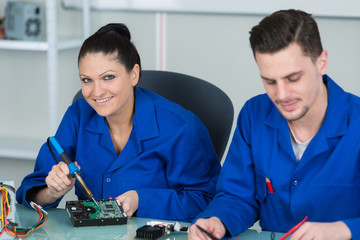 focused students in electronic class at the university