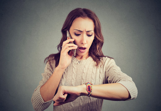 Worried Girl Having Call And Being Late