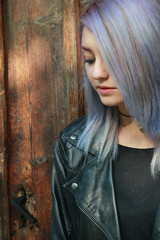 Fototapeta premium Girl with violet hair