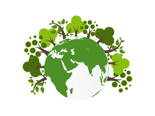 Save Earth Planet World Concept. World environment day concept. ecology eco friendly concept. Green natural leaf and tree on earth globe..