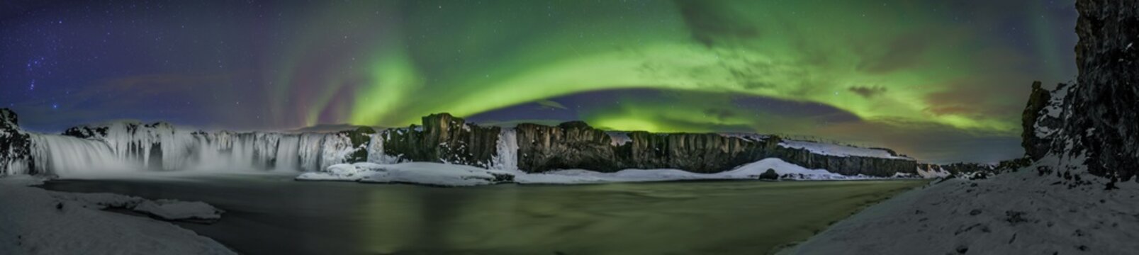 Northern Lights over Godafoss, Iceland