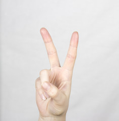 Female hand gesture is all good on a white background