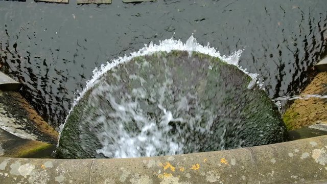 Artificial waterfall of freizeitpark in Bonn, Germany from Above