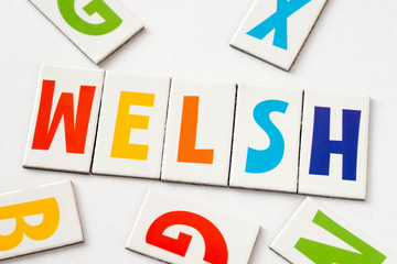 word Welsh made of colorful letters