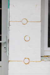 closeup of anchoring facade polystyrene