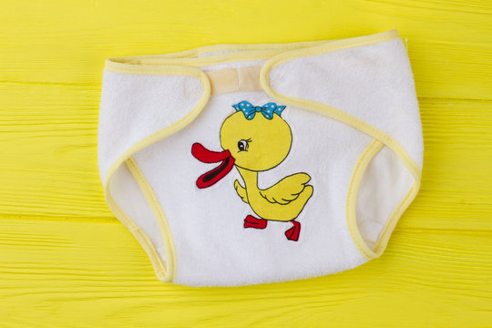 Cartoon duck image on baby underpants.