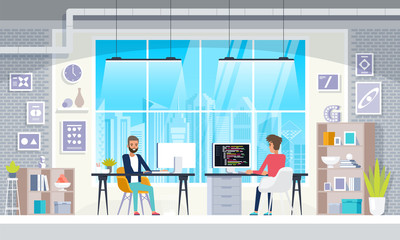 Office interior People In Creative Modern Workplace Interior