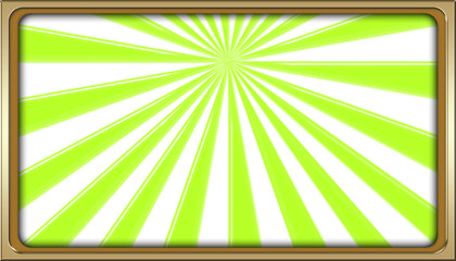 Stock Illustration - Gold framed Rays of Light, Rectangle Empty Background, Copy Space, 3D, Colorful Backdrop.