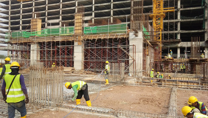 Construction Workers Working At The Construction Site At Seremban 